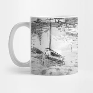 Boats and lighthouse Mug